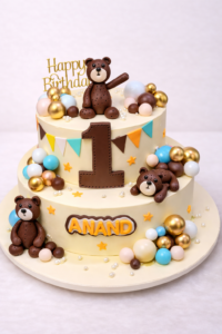 Classic Teddy Two-Tier Birthday Cake