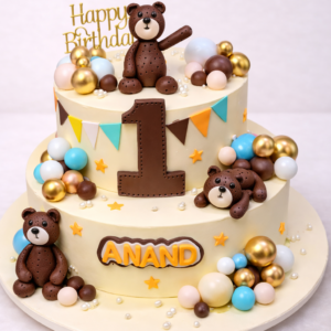Classic Teddy Two-Tier Birthday Cake